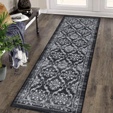 Garvee Runner Rug 2x6 Washable Rug Oriental Floral Runner Rug Boho Distressed Accent Rug Non-Slip Entryway Rug Living Room Runners Low Pile Non-Shedding Thin Floor Carpet for Home Floor Decor Black - Black