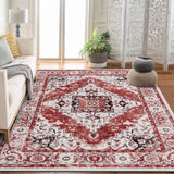 Garvee Persian Red 9x12 Washable Vintage Area Rug – Traditional Woven Non-Slip Carpet, Stain-Resistant Boho Rug for Living Room, Bedroom, or Office - Red