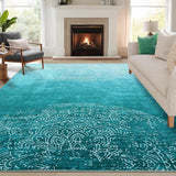 Garvee Washable Rug 8x10 Large Solid Modern Ombre Carpet Teal for Living Room Dining Room Bedroom Office - Teal