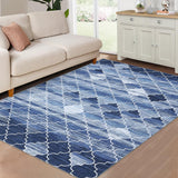 Garvee Machine Washable Area Rug 5x7 Modern Moroccan Area Rug for Living Room Bedroom Contemporary Geometric Non-Slip Stain Resistant Accent Rug Carpet for Home Decor Floor Decoration, Navy - Blue
