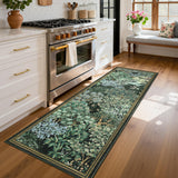 Garvee Forest Runner Rug Blue Green Washable 2x6 Botanical Non-Slip Stain Resistant for Kitchen Bedroom Entryway - Blue Green