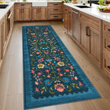 Garvee Floral Rug Teal 2x6 Runners Non Slip Boho Kitchen Runner Rugs Vintage Washable Soft - Teal