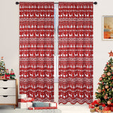 Garvee Christmas Curtains 95 Inches Long, Boho Design Room Darkening Drapes Christmas Tree and Deer Pattern Soft Privacy Window Curtain Panels for Bedroom and Living Room Decoration, Red, 2 Panels - Red Boho