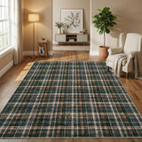 Garvee Washable Area Rugs 4x6 Rug for Living Room Boho Non Slip Entry Rug Tartan Plaid Soft Non Shedding Bedroom Rugs Low Pile Stain Resistant Carpet for Office Dining Room Classroom 4'x6' Black&Brown - Black Brown
