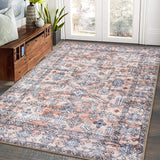 Garvee 4x6 Rug for Living Room Machine Washable Rugs Boho Rug Throw Rugs Non Slip Rugs for Bedroom Abstract Rug Soft Rug with Rubber Backing Stain Resistant Carpet 4'x6' Grey/Blush - Pink
