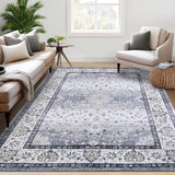 Garvee Washable Rugs 8x10 Grey Boho Vintage Floral Area Rug for Living Room Bedroom Dining Room Office - Ombre|Gray