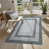 Garvee Printed Rug Braided Pattern Washable 3x5 Entryway Non Slip Kitchen Soft Low Pile Stain Resistant Carpet Living Room Bath Laundry - Gray