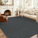 Garvee Modern Solid Washable Rug 8x10 Charcoal Ultra-Thin Non-Slip Non-Shedding Indoor Floor Mat for Living Room Bedroom Office Dining Room - Charcoal