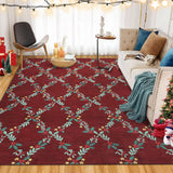 Garvee Christmas Decor Area Rug 5x7 Red Modern Foldable Soft Non-Shedding Washable Floor Mat for Living Room & Bedroom - Red