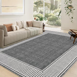 Garvee Bordered Gray 10x13 Modern Area Rug Washable Large Living Room Rug with Rubber Backing Throw Carpet for Bedroom Dining Room - Gray