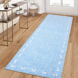Garvee Bow Washable Rugs 2x6 Rug Runners for Hallways Non Slip Kitchen Rugs Soft Non Shedding Low Pile Entryway Rug Stain Resistant Carpet Blue - Blue