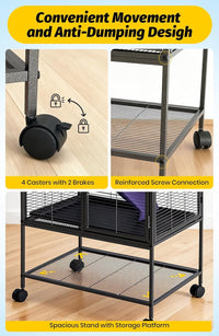 Garvee 36"H Multi-Level Metal Small Animal Cage, Removable Tray & Ramp, Lockable, BPA-Free, Indoor/Outdoor Use,for Ferrets, Hamsters, Chinchillas, Rabbits, Guinea Pigs, Hedgehogs, Gerbils