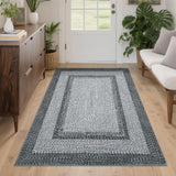 Garvee Printed Rugs Braided Pattern Washable Non Slip 4x6 Soft Low Pile Stain Resistant Entryway Living Room Rug - Gray