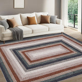 Garvee Printed Rugs with Braided Pattern, Washable 10x13 Area Rug for Living Room, Non Slip Soft Low Pile Stain Resistant Carpet, Large Neutral Colors - Blue Multi