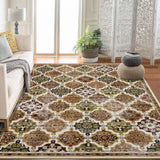 Garvee Boho Floral Checkerboard Washable Area Rug Non-Slip Accent Carpet for Bedroom Living Room Kitchen Office Brown 10x13Ft - Brown