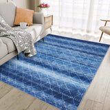 Garvee Area Rug 8x10 Geometric Rug Modern Rug Indoor Floor Print Diamond Carpet Rug Velvet Mat Foldable Accent Rug Lightweight Kitchen Living Room Bedroom Dining Room, Navy - Navy