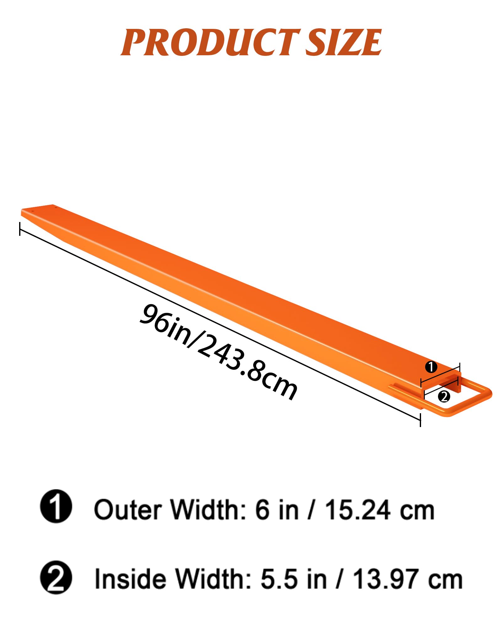 Garvee 5.5" Width Pallet Fork Extension, 4600 LBS Max Heavy Duty Steel Pallet Extensions for Forklift Truck - Orange / 96x5.5 inch