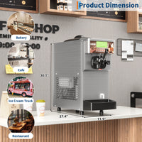 Garvee 1500W Single-Flavor Commercial Soft Serve Ice Cream Machine, 5.3-7.4 Gal/H Soft Serve Machine with LED display, Self-Cleaning, High Productivity Equipment for Restaurants & Snack Shops