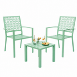 Garvee 3-Piece Green Patio Bistro Set, Foldable Steel Table and 2 Chairs for Balcony, Garden,Green Porch & Small Outdoor Spaces - Green