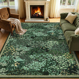 Garvee Forest Rugs 5x7 Green Washable Area Rugs Botanical Low Pile Non Slip Stain Resistance Woodland Rug for Farmhouse Bedroom Dining Room - Green