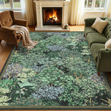 Garvee Forest Rugs 5x7 Blue Green Washable Area Rugs Botanical Low Pile Non Slip Stain Resistance Woodland Rug for Living Room Bedroom Dining Room - Blue Green