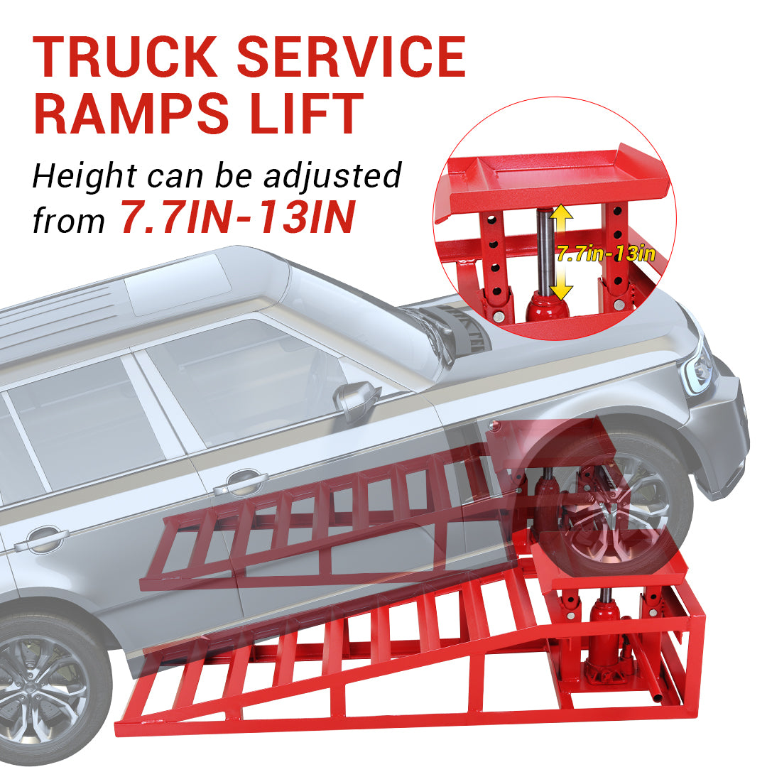 Garvee 2 Pack Hydraulic Car Ramps Truck Ramps Lifts 5T 10000lbs Car Trailer Garage Vehicle Ramps Lifts for Car Repair Red