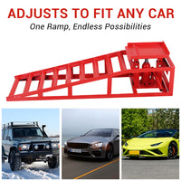 Garvee 2 Pack Hydraulic Car Ramps Truck Ramps Lifts 5T 10000lbs Car Trailer Garage Vehicle Ramps Lifts for Car Repair Red