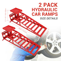 Garvee 2 Pack Hydraulic Car Ramps Truck Ramps Lifts 5T 10000lbs Car Trailer Garage Vehicle Ramps Lifts for Car Repair Red