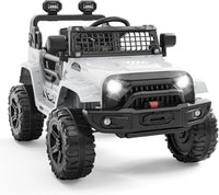 Garvee Ride P Series 12V Kids Electric Vehicles with Remote Control Spring Suspension, LED Lights, Bluetooth, 2 Speeds - Whtie