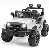 Garvee Ride P Series 12V Kids Electric Vehicles with Remote Control Spring Suspension, LED Lights, Bluetooth, 2 Speeds - Whtie - White