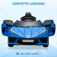 Garvee Ride - P Series: 12V Kids Ride on Car Licensed Corvette Battery Powered Car Toddles Electric Sports Car Toy with Remote Control, Visual Dashboard, LED Lights, Music, Gifts for Boys Girls, Dark Blue