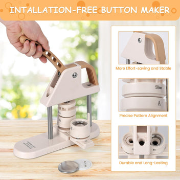 Garvee 3-in-1 Button Maker Kit, DIY Pin Press Machine with 300pcs Supplies, Circle Cutter & Magic Book, Perfect for Kids Crafts, Beginner-Friendly Badge Maker for DIY Gifts
