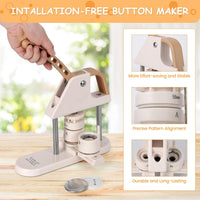 Garvee 3-in-1 Button Maker Kit, DIY Pin Press Machine with 300pcs Supplies, Circle Cutter & Magic Book, Perfect for Kids Crafts, Beginner-Friendly Badge Maker for DIY Gifts
