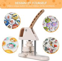 Garvee 3-in-1 Button Maker Kit, DIY Pin Press Machine with 300pcs Supplies, Circle Cutter & Magic Book, Perfect for Kids Crafts, Beginner-Friendly Badge Maker for DIY Gifts