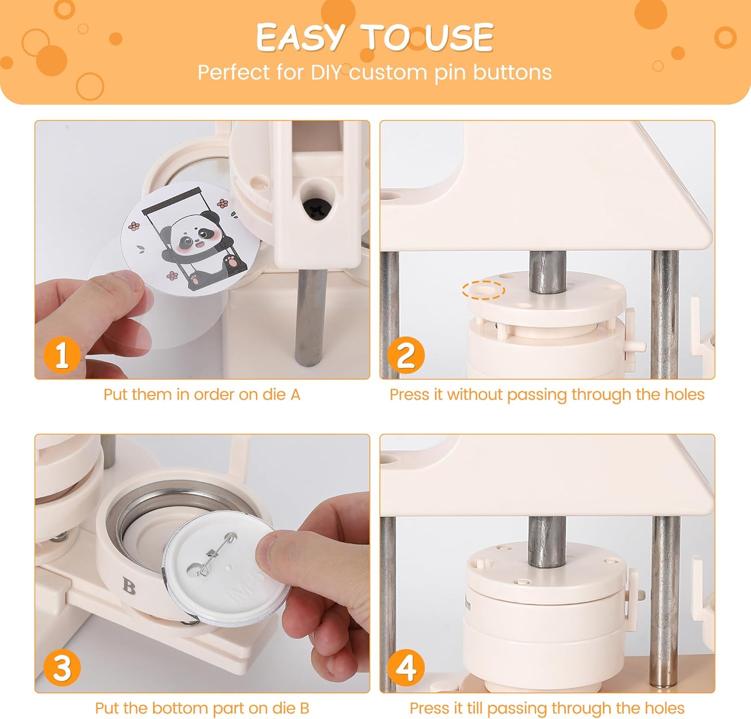 Garvee 3-in-1 Button Maker Kit, DIY Pin Press Machine with 300pcs Supplies, Circle Cutter & Magic Book, Perfect for Kids Crafts, Beginner-Friendly Badge Maker for DIY Gifts