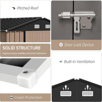 Garvee 12x10 FT Outdoor Storage Shed Galvanized Steel Lockable Doors Ventilated Sloped Roof Easy Assembly Patio Garden Backyard