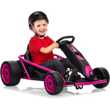 Garvee 24V 9Ah Kids Ride On Go Kart Toy,High Speed 8.1MPH Drifting Car with 2x300W Motors,14.3" XL Seat,Full Metal Frame,Music,Power Display,Max Load 155Lbs Racing for Kids 8-12 Years - Rose - Rose