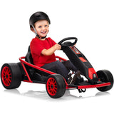 Garvee 24V 9Ah Kids Ride On Go Kart Toy,High Speed 8.1MPH Drifting Car with 2x300W Motors,14.3" XL Seat,Full Metal Frame,Music,Power Display,Max Load 155Lbs Racing for Kids 8-12 Years - Red - Red