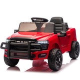 Garvee Kids Ride On Car RAM 12V Electric Truck with Remote Control, Spring Suspension, LED Lights, Music, Wide Seat, All-Terrain, for Toddlers Outdoor Play - Red
