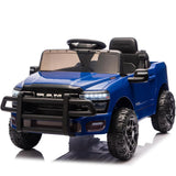 Garvee Ride On Pickup Truck Car 12V Battery Powered Electric Vehicle with Remote Control & Suspension System, Double Doors, Seat Belt, LED Lights, Music - Kids Outdoor Toy - Blue