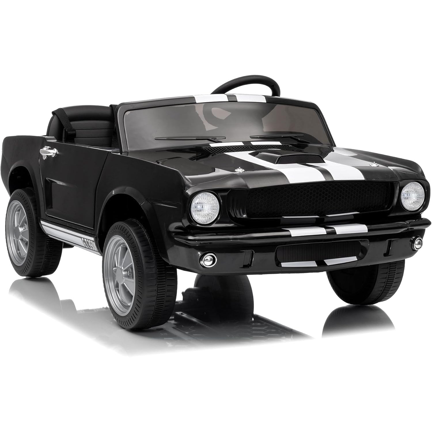 Garvee Ride - P Series: 24V 7AH 2-Seater Ride-On Car Kids Remote Control Dual Safety Belts 2-Speed LED Lights Music Black