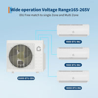 Garvee 3 Zone Mini Split, 35000 BTU ODU Mini Split Ac/Heating System, With 9000BTU + 9000BTU + 18000BTU IDU, 208-230V Wifi Enabled Energy Efficient Multi Zone Mini Split Air Conditioner & Heater, 16Ft Copper Line & Full Installation Kit