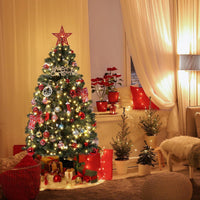 Garvee 4.5ft Christmas Tree with 300 LED Lights, 8 Lighting Modes, Pre-Lit Artificial Fiber Optic Xmas Tree, Potted Christmas Tree Decoration for Home, Office, and Hallways - 2 PCS