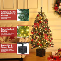 Garvee 4.5ft Christmas Tree with 300 LED Lights, 8 Lighting Modes, Pre-Lit Artificial Fiber Optic Xmas Tree, Potted Christmas Tree Decoration for Home, Office, and Hallways