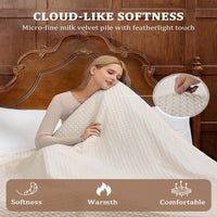 Garvee Heated Blanket Throw, Waffle Weave Electric Throw Blanket Fast Heating with LCD Controller, 6 Heat Levels & 4 Hour Auto Shut Off, ETL Certified, Machine Washable, Beige, 50" x 60"