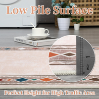 Garvee Bordered Beige 8x10 Rug Washable Stainproof Non-Slip Carpet Minimalist Floor Mat for Living Room, Bedroom, Farmhouse