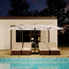Garvee 15' × 9' Double-Sided Patio Umbrella with Base, 36 Solar LED Lights, UPF50+ Waterproof Rectangle Outdoor Market Umbrella for Pool Deck Backyard