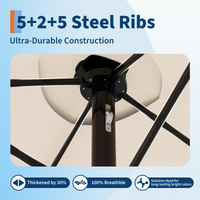 Garvee 15' × 9' Double-Sided Patio Umbrella with Base, 36 Solar LED Lights, UPF50+ Waterproof Rectangle Outdoor Market Umbrella for Pool Deck Backyard