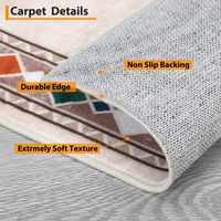 Garvee Bordered Beige 5x7 Machine Washable Low-Pile Area Rug with Non-Slip TPR Backing, Non-Shedding Polyester, Vintage Oriental Pattern, Beige, Ideal for Living Room Bedroom