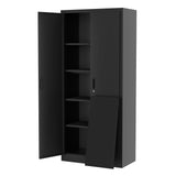 Garvee 71" Tall Metal Storage Cabinet with Lock, 4 Adjustable Shelves Heavy Duty Lockable Cabinet, Scratch Resistant, Multi-Use Craft/Shop Organization for Pantry/Garage/Office, Black - Black
